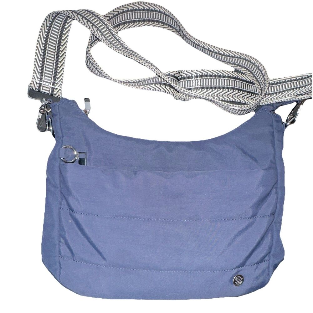 Sytrah Anti-Theft Crossbody Hobo Bag Blue Quilted Puffer Chevron Strap